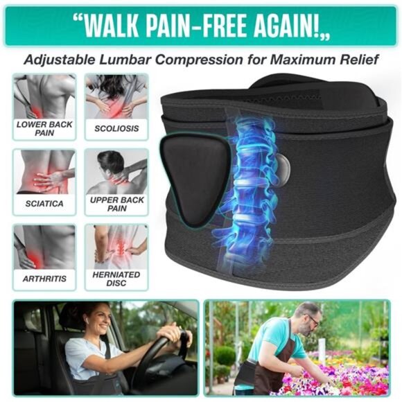 Modvel Back Brace for Women and Men - Backbrace Lower Back Support Brace Belt - Picture 3 of 7
